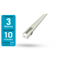 Perfil de Alumínio para LED 3 Metros - Sobrepor 12.2mm